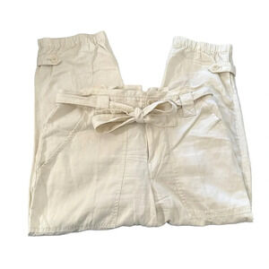 Banana Republic lunch bag cream cropped linen blend pants size 12P, inse…